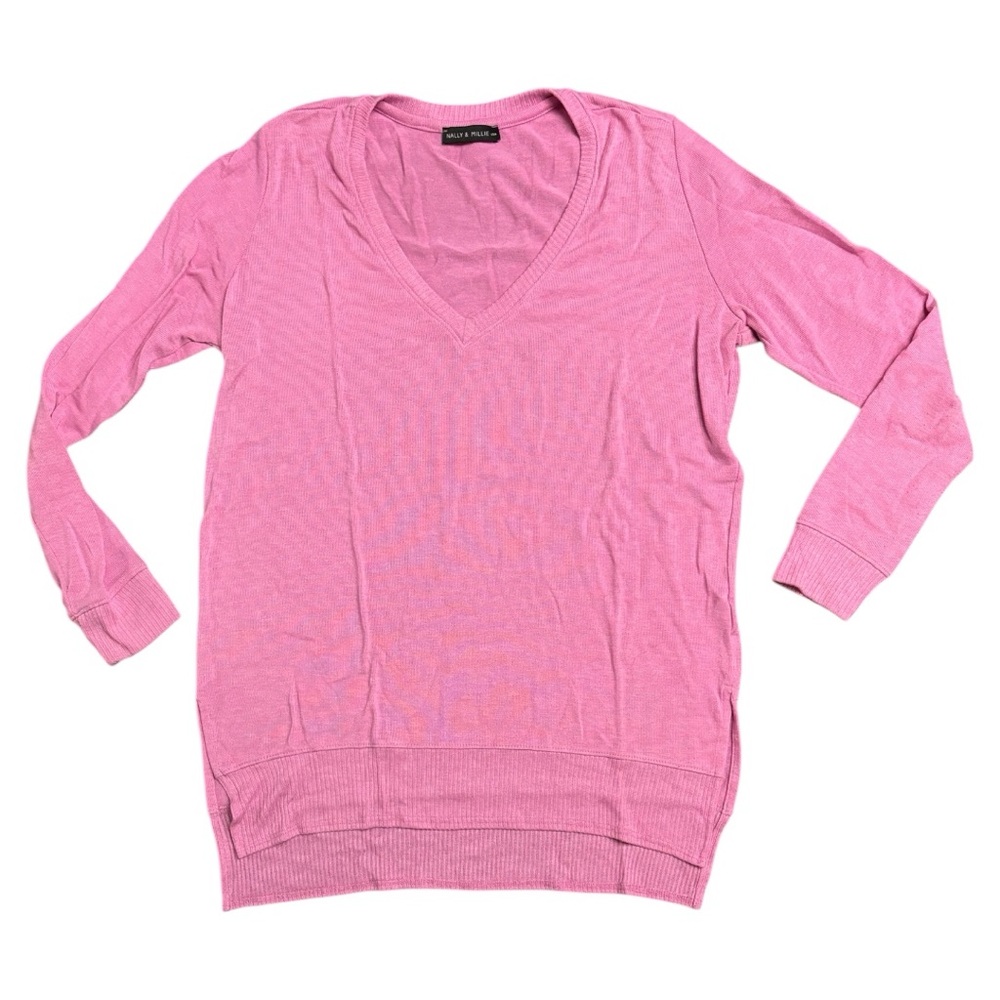 Nally and Millie V-neck Pink Sweater